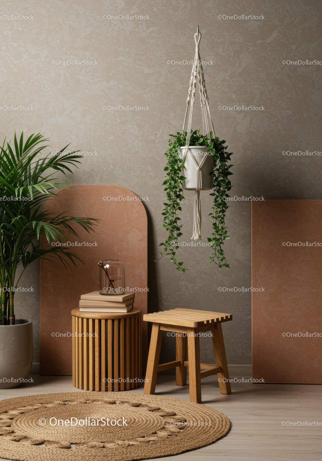 Modern Indoor Hanging Planter with Green Foliage in Cozy Interior