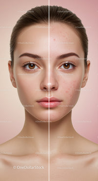 Before and After Skin Care Comparison Showing Acne Reduction and Clear Complexion