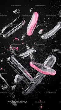 Broken Glass Capsules and Powder Scene with Shattered Pills
