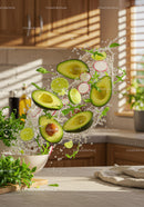 Fresh avocado and lime salad ingredients splashing