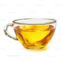 Elegant Clear Glass Tea Cup with Amber Liquid for Refreshing Drinks
