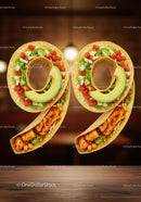 Creative Number 99 Made of Tasty Chicken Wraps