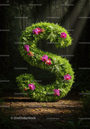 Floral Green Number Five with Pink Orchids in Forest