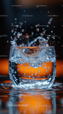 Dynamic Water Splash in a Clear Glass with Droplets in Motion