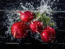 Fresh Red Radishes Splashing into Water in Vibrant Kitchen Scene