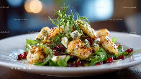 Fresh Grilled Squid Salad with Pomegranate and Greens