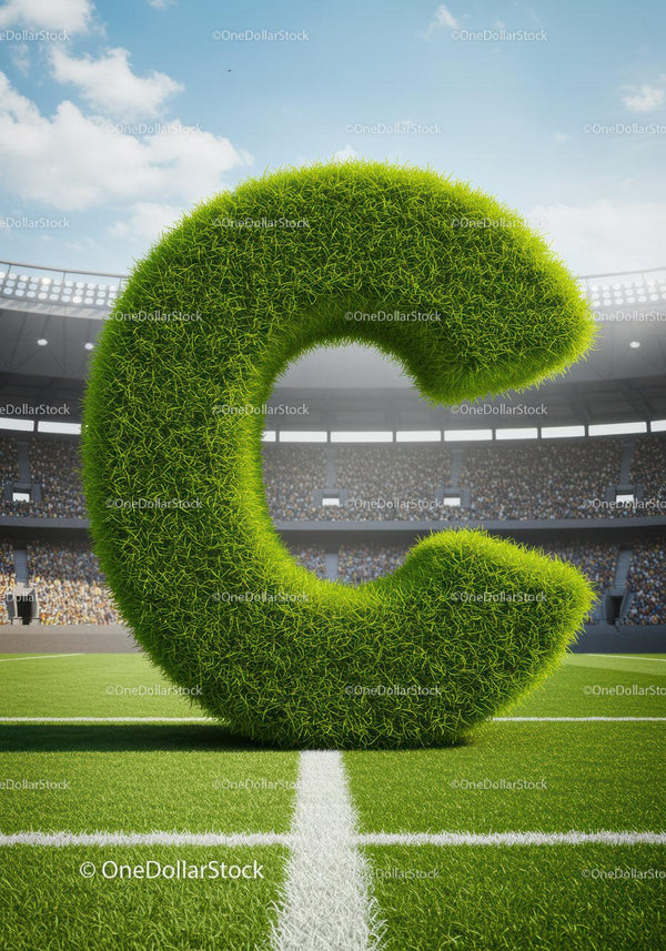 Giant Grass Letter C on Soccer Field Center Line