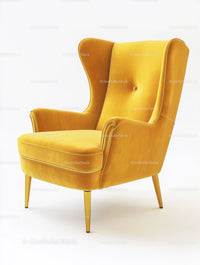 Yellow Velvet High-Back Armchair for Modern Interior Design