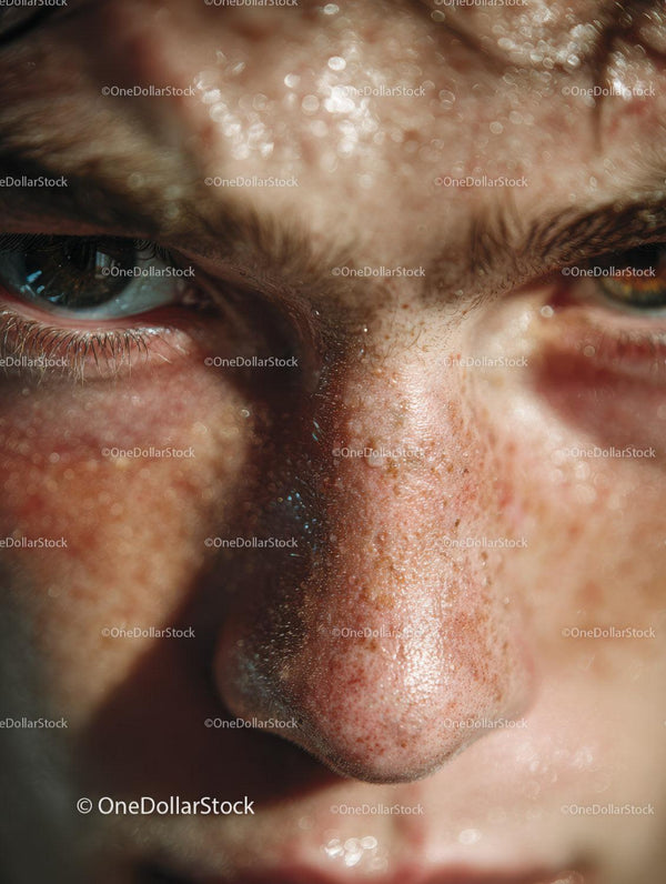 Close-Up of Human Face Showing Skin Texture and Pores