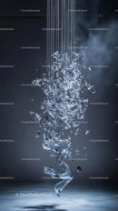 Dynamic Glass Break with Shards Falling in Modern Scene