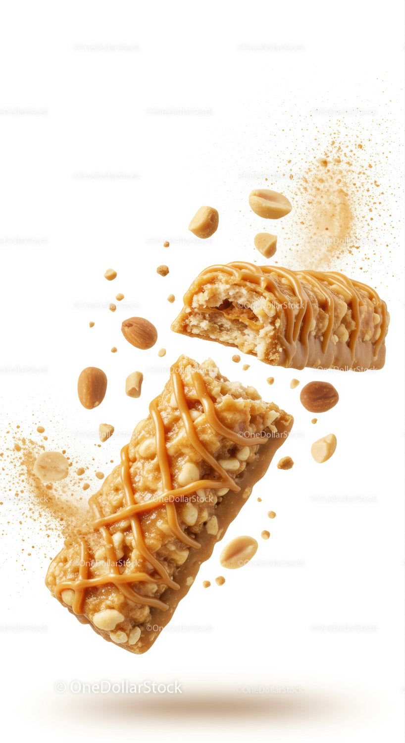 Batonik granola z orzechami i karmelem polany