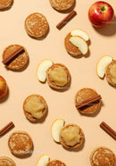 Mini Pancakes with Apple Slices and Cinnamon Sticks
