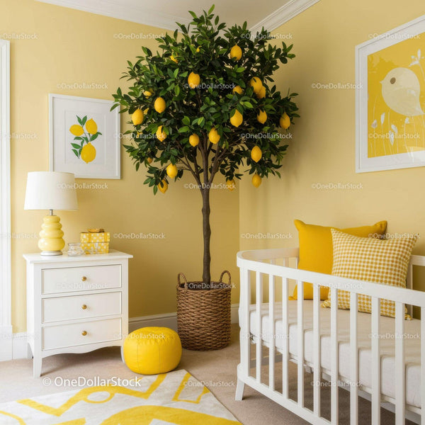 Bright Lemon Tree Indoor Garden in Modern Nursery Room