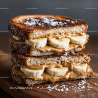 Banana and Peanut Butter Toast Sandwich with Chocolate Spread