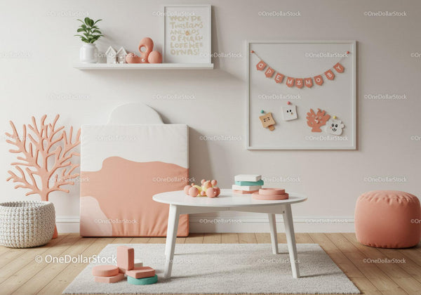 Delikatna Pastelowa Dekoracja Pokoju Dziecięcego z Elementami Zabawy i Nowoczesnym Designem