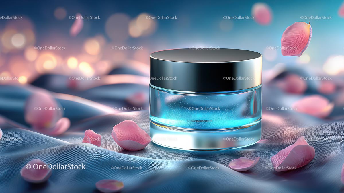 Glass Container with Floating Rose Petals in Tranquil Setting