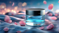 Glass Container with Floating Rose Petals in Tranquil Setting