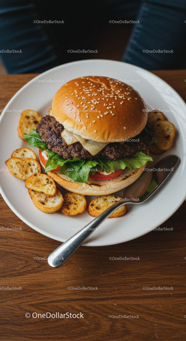 Classic cheeseburger with fresh lettuce and tomato