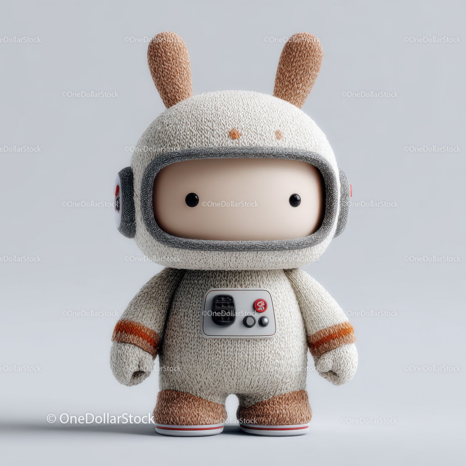 Futuristic Toy Robot with Large Eyes and Bunny Ears for Kids