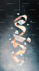 Elegant Ribbon and Glass Fragments Abstract Digital Artwork