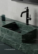 Modern Green Marble Sink with Black Faucet in Contemporary Bathroom