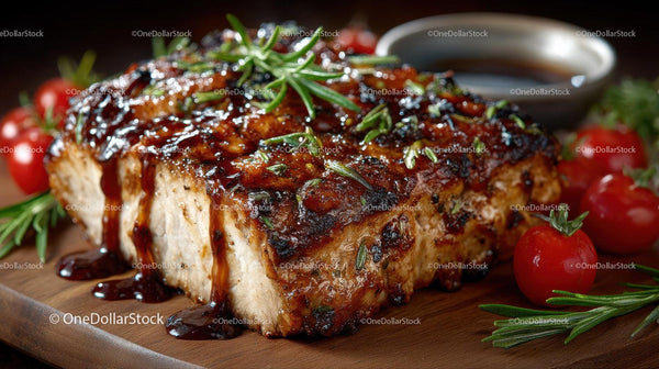 Grilled Chicken with Barbecue Sauce and Cherry Tomatoes