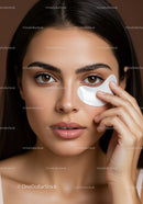 Young Woman Applying Under Eye Mask for Skincare Routine