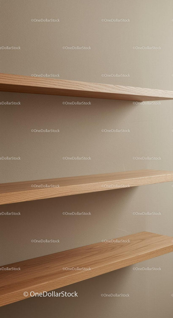 Minimalist Wooden Shelves in Neutral Interior Design