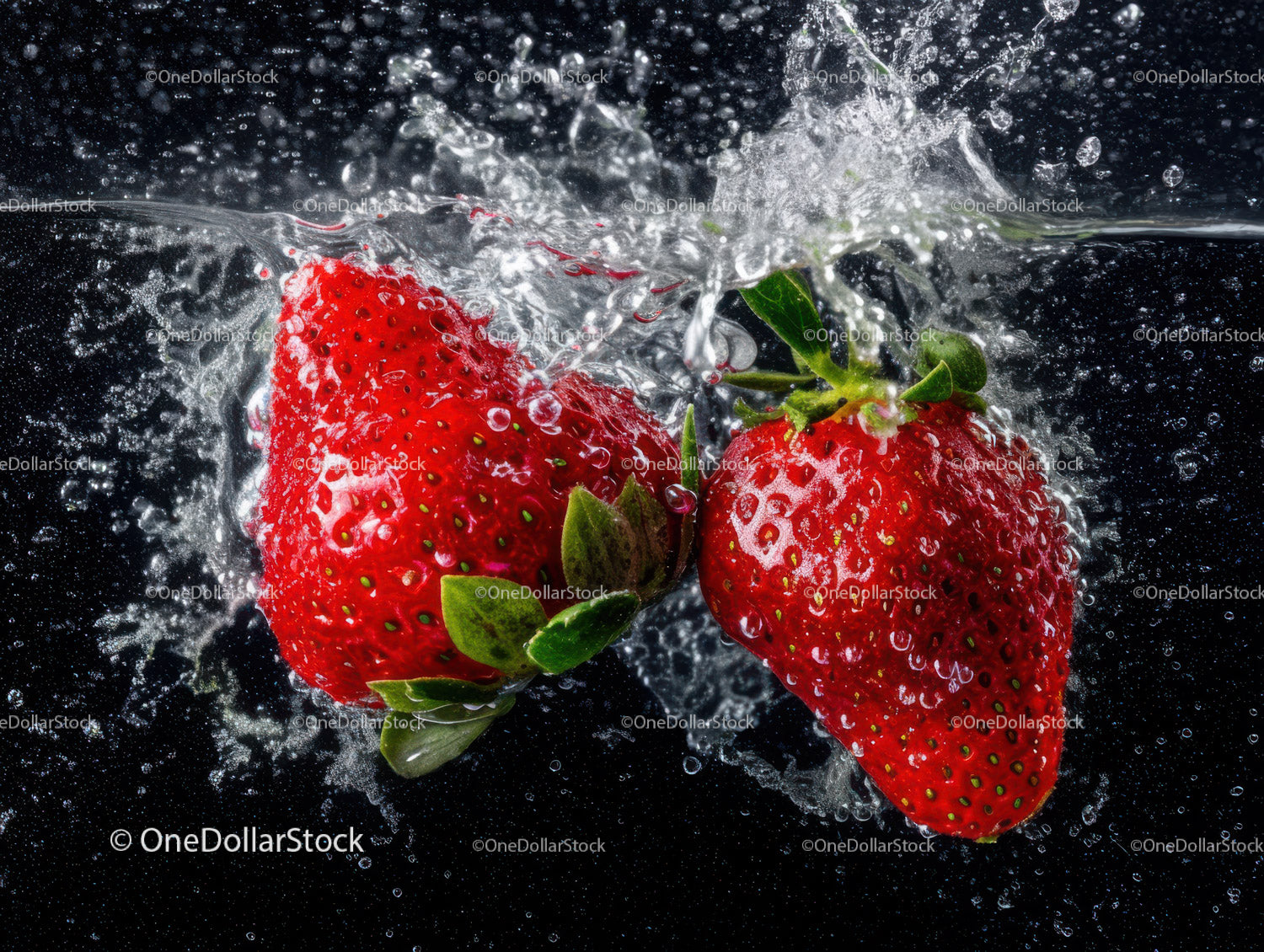 Fresh Strawberries Splashing in Water with Dynamic Movement