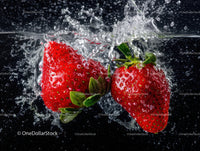 Fresh Strawberries Splashing in Water with Dynamic Movement
