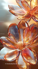 Elegant Glass Flower Sculpture with Vibrant Petals and Sparkling Details