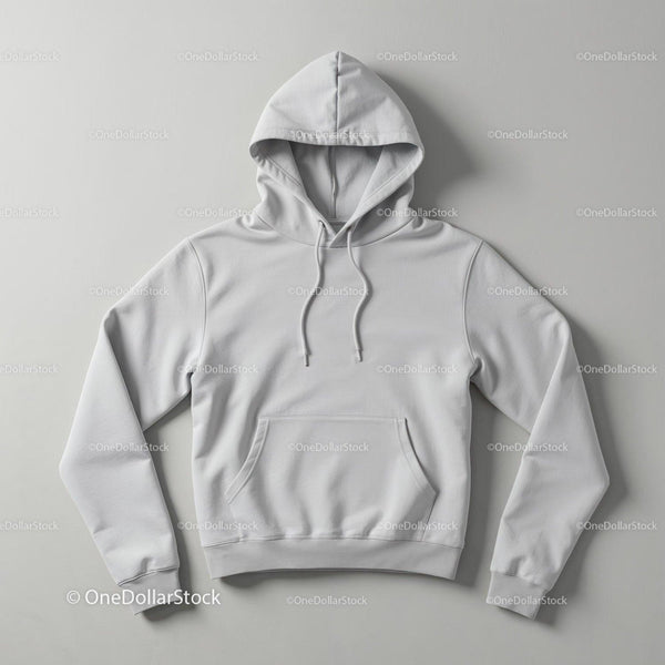 Minimalist White Hoodie Laid Flat on Smooth Surface JPG Mockup Image