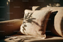 Beige Cushions on Cozy Sofa with Sunlight and Shadow