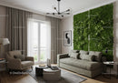 Modern Living Room with Green Plant Wall and Cozy Seating