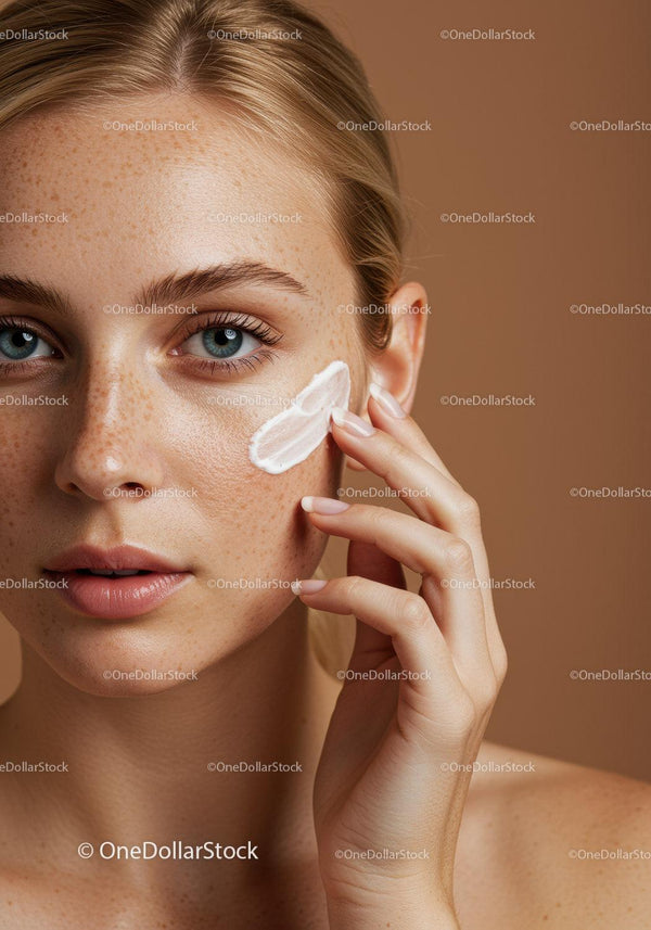 Close-up of a Woman Applying Facial Cream for Skincare Beauty