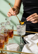 Elegant Cocktail Preparation with Ice in a Crystal Glass