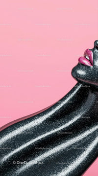 Close-up of Glamorous Woman with Bold Pink Lips and Black Skin