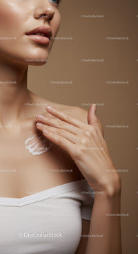 Close-Up of Woman's Face with Flawless Skin and Soft Lips