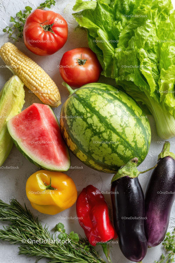 Fresh Organic Vegetables and Fruits Assortment for Healthy Eating
