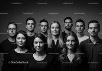 Diverse Group of Young Adults Posed with Serious Expressions
