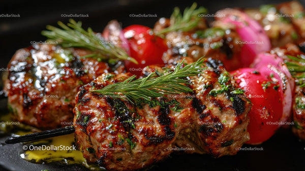 Soczysty Kebab Wołowy z Pomidorkami Koktajlowymi i Świeżymi Ziołami