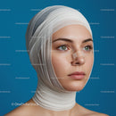 Woman with Facial Bandages and Skin Treatment for Rejuvenation