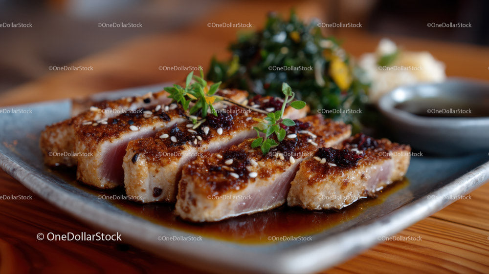 Seared Tuna Steak with Soy Sauce and Fresh Herbs