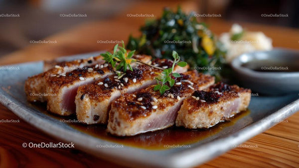 Seared Tuna Steak with Soy Sauce and Fresh Herbs