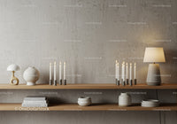 Minimalist modern shelves with candles and decor items