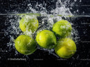 Fresh Green Limes Splashing Water Vibrant Citrus Fruits