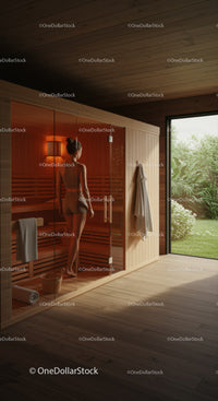 Serene Wooden Sauna Room with Natural Light and Cozy Atmosphere