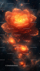 Fiery Galaxy Flowers Nebula in Outer Space Scene