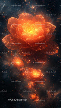 Fiery Galaxy Flowers Nebula in Outer Space Scene