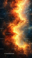 Vivid Nebula with Bright Stars and Cosmic Dust in Deep Space